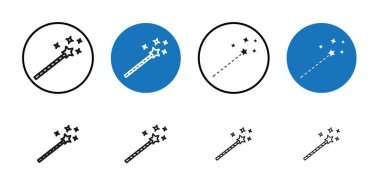 Sihirli değnek simgesi Siyah çizgi sanat vektörü siyah ve beyaz ana hat koleksiyon işareti