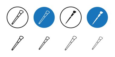 Makyaj fırçası simgesi Siyah çizgi sanat vektörü siyah beyaz ana hat koleksiyon işareti