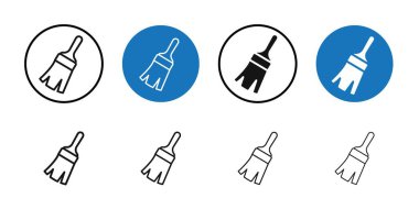 Siyah ve beyaz özet koleksiyon işareti ile fırça simgesi Siyah çizgi sanat vektörünü boya