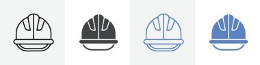 construction helmet icon linear thin line icon graphics set black and white clipart