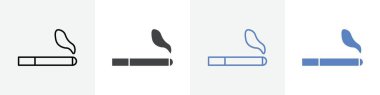 Sigara simgesi doğrusal ince çizgi simgesi siyah ve beyaz olarak ayarlandı
