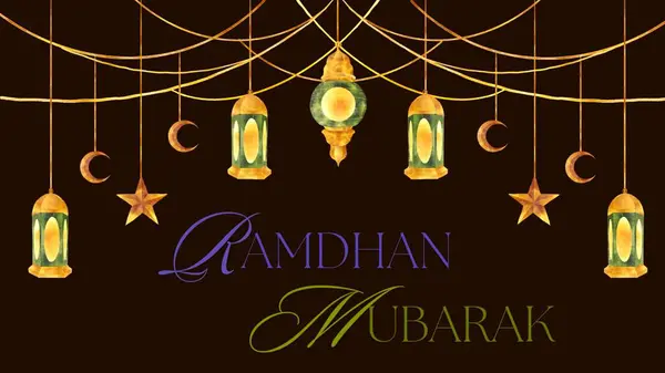 Mutlu ramazan kareem İslami bayrağı Ay ve yıldızlı