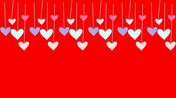 Sevgililer Günü için kalpleri olan mavi arka planda kırmızı kalpler.