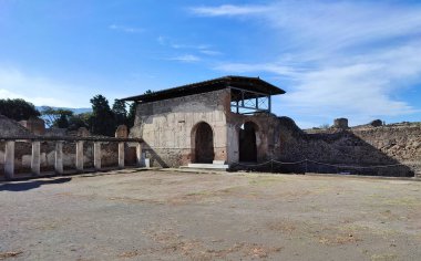 Pompeii, Campania, İtalya - 14 Ekim 2021: Pompeii arkeoloji parkında Stabian Hamamları
