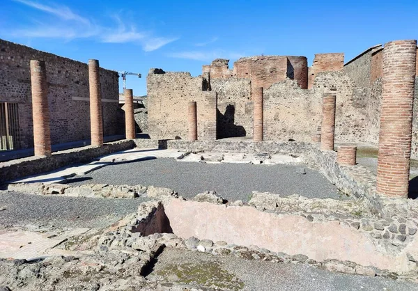 stock image Pompeii, Campania, Italy - October 14, 2021: House of Geometric Mosaics in Via delle Scuole in the Park in Pompeii Archaeological