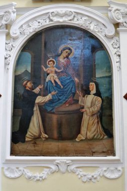 Serrara Fontana, Campania, İtalya - 13 Mayıs 2022: Piazza Pietro Paolo Iacono 'daki Santa Maria del Carmine 17. yüzyıl kilisesi