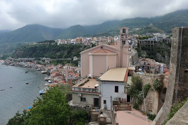 Scilla Calabria Talya Haziran 2021 Castello Ruffo Köyünün Panoramik Manzarası — Stok fotoğraf