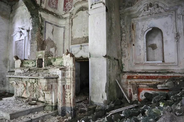 stock image Lancusi, Campania, Italy  June 29, 2021: Interior of the Monumental Complex of San Giovanni Battista in a state of abandonment after the 1980 earthquake