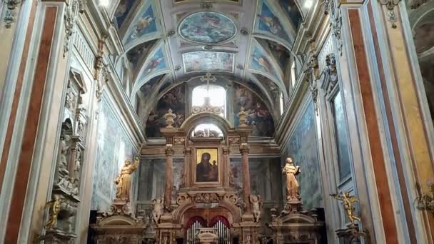 Naples Campania Italy December 2022 Overview Interior 16Th Century Church — Vídeo de stock