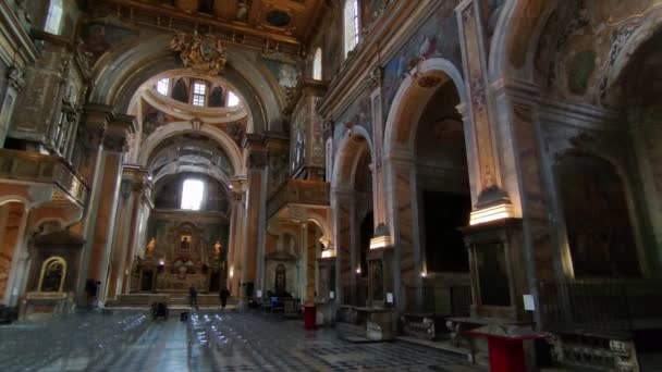 Naples Campania Italy December 2022 Overview Interior 16Th Century Church — Vídeos de Stock