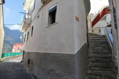 Raito, Campania, İtalya 2 Ocak 2023: Tarihi merkez sokakları