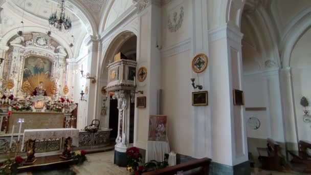 2023年1月2日イタリア カンパニア州ライト サンタ マリア デッレ グラツィエ教会16世紀の内部概要 — ストック動画