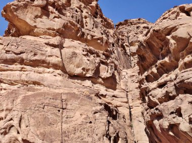 Petra, Jordan - January 6, 2023: Glimpse of Wadi Rum desert