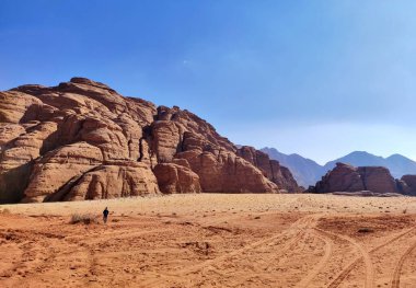 Petra, Jordan - January 6, 2023: Glimpse of Wadi Rum desert