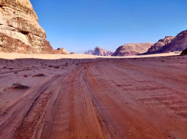 Petra, Jordan - January 6, 2023: Glimpse of Wadi Rum desert