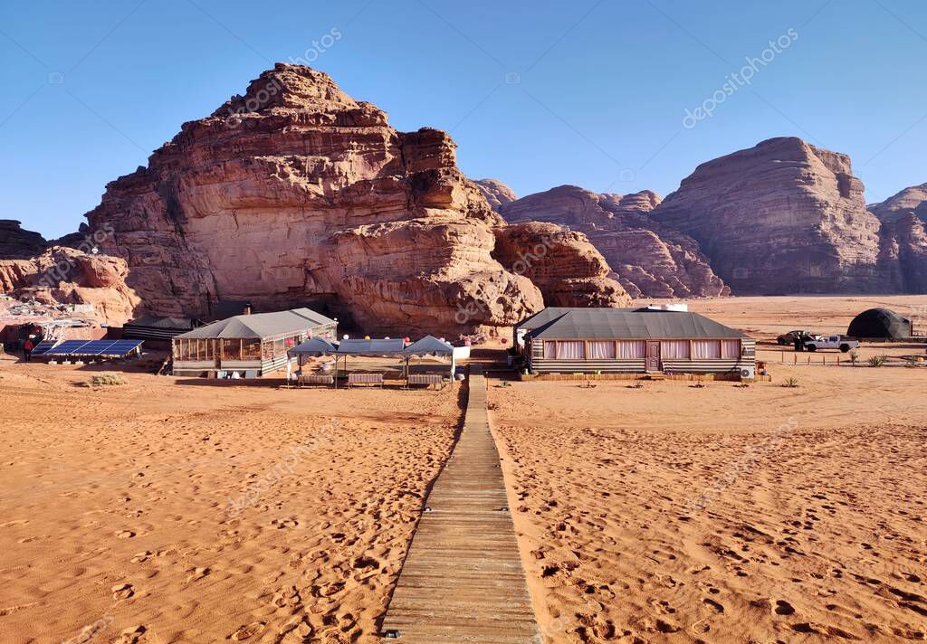 Wadi Rum, Jordan January 6, 2023 Aladdin Camp luxury campsite in