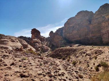 Petra, Jordan - January 7, 2023: Path leading up to the Nabatean tomb Al Deir also known as The Monastery