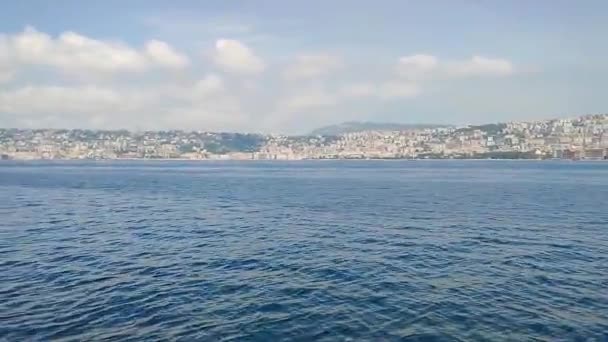 Nápoles Campania Itália Maio 2022 Panorama Costeiro Cidade Desde Hidrofoil — Vídeo de Stock