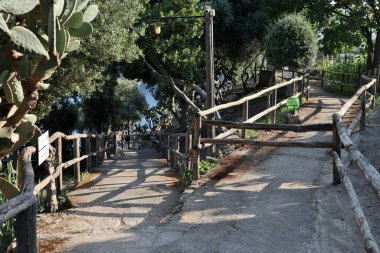 Ischia, Campania, Italy  May 12, 2022: Stairways in the Aragonese Castle village