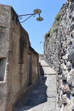 Ischia, Campania, Italy  May 12, 2022: Stairways in the Aragonese Castle village