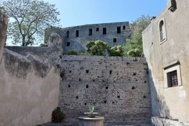 Ischia, Campania, Italy  May 12, 2022: Glimpse of the Bourbon Prison at the Aragonese Castle from the access courtyard