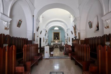 Forio, Campania, Italy  May 13, 2022: Interior of the seventeenth-century Church of the Santissima Annunziata in the small village of Panza