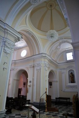 Forio, Campania, Italy  May 13, 2022: Interior of the eighteenth-century Church of San Leonardo, founded in the sixteenth century, in the small village of Panza