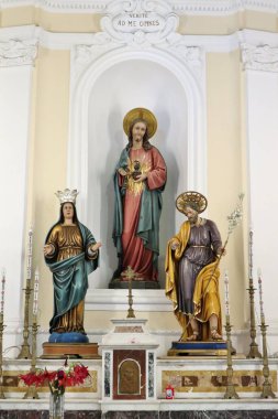 Lacco Ameno, Campania, Italy  May 13, 2022: Interior of the seventeenth-century Church of Santa Maria delle Grazie in Corso Angelo Rizzoli