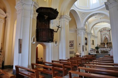 Lacco Ameno, Campania, Italy  May 13, 2022: Interior of the seventeenth-century Church of Santa Maria delle Grazie in Corso Angelo Rizzoli