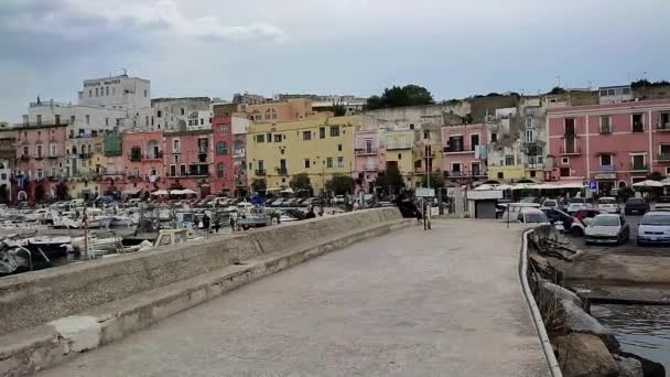 Procida Campania Italy October 2021 Overview Marina Grande Port Pier — Stockvideo