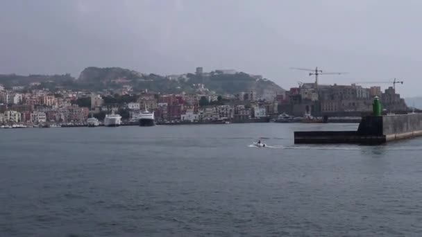 Pozzuoli Campania Italy September 2021 Overview Village Ferry Leaving Port — Stockvideo
