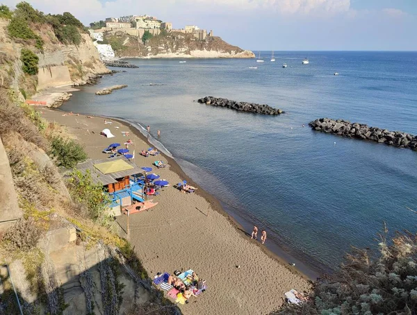 Procida Campania Italy September 2021 Tourrists Chiaia Beach — стоковое фото