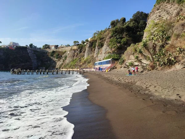 stock image Procida, Campania, Italy  September 30, 2021: Corricella bay from Chiaia beach