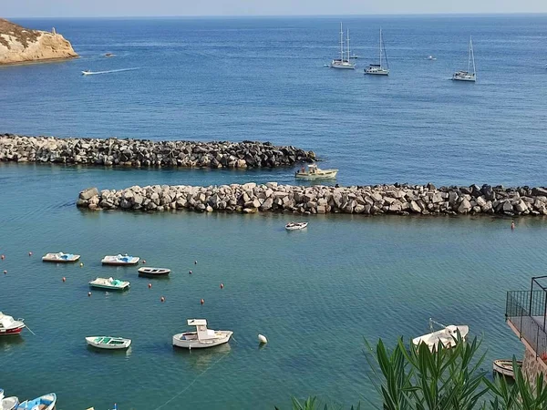 stock image Procida, Campania, Italy - October 1, 2021: Glimpse of Marina di Corricella from the Belvedere di Callia in via Marcello Scotti in the afternoon