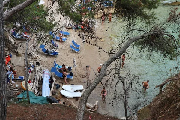 Isole Tremiti Puglia Luglio 2021 Scorcio Della Piccola Spiaggia Cala — Foto Stock