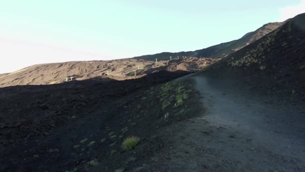 Nicolosi Sicily Italy August 2020 Overview Silvestri Craters Sunrise — Stock Video