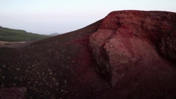 Nicolosi Sicilia Italia Agosto 2020 Panoramica Dei Crateri Silvestri Tramonto — Video Stock