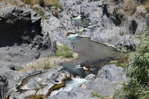 stock image Motta Camastra, Sicily, Italy - August 30, 2020: Interior of the Alcantara Gorges River Park