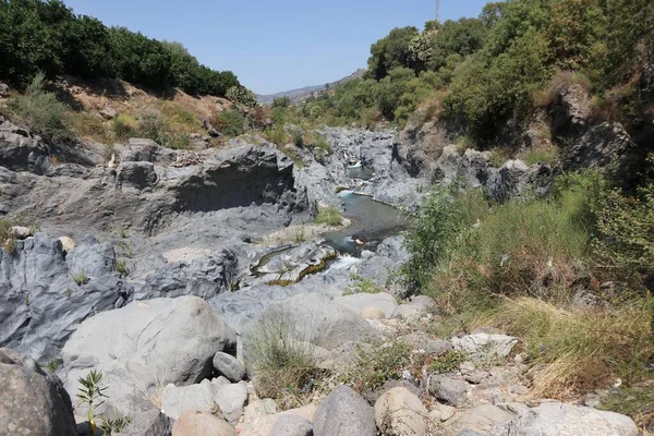 stock image Motta Camastra, Sicily, Italy - August 30, 2020: Interior of the Alcantara Gorges River Park