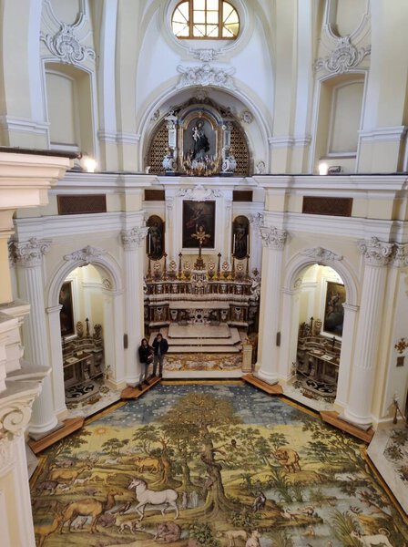 Anacapri, Campania, Italy April 6, 2023: Interior of the 18th-century Church of San Michele Arcangelo in Piazza San Nicola