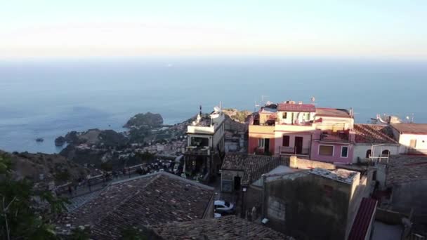 カステルモーラ シチリア島 イタリア2020年8月29日 日没時の村からの概要 — ストック動画