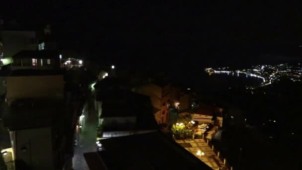 Castelmola Sicílie Itálie Srpna 2020 Přehled Vesnice Noci — Stock video
