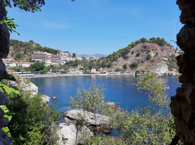 Taormina, Sicilya, İtalya - 29 Ağustos 2020: Isola Bella Doğa Koruma Alanı