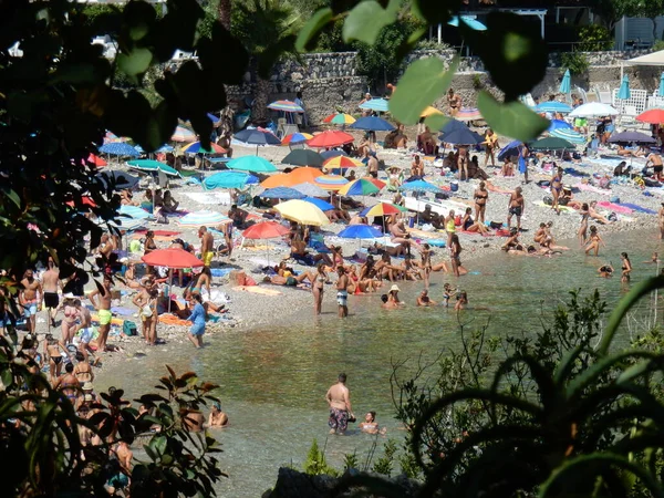 Taormina Сицилія Італія Серпня 2020 Пляж Природного Заповідника Isola Bella — стокове фото