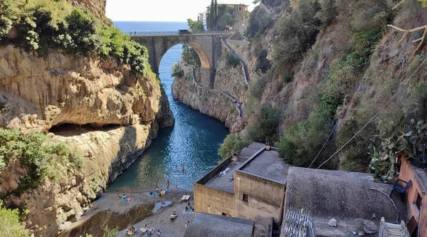 Furore Campania Itália Setembro 2022 Vislumbre Fiorde Aldeia Costeira Desabitada — Fotografia de Stock