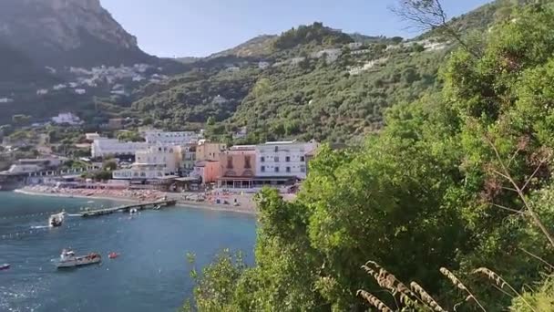 Marina Del Cantone Сентября 2023 Года Панорама Побережья Тропы Соединяющей — стоковое видео