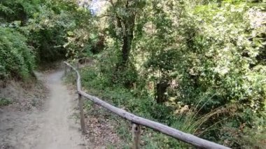 Sahip Lubrense, Campania, İtalya - 5 Eylül 2023: Torca köyünü Crapolla Fjord 'a bağlayan yolun özeti
