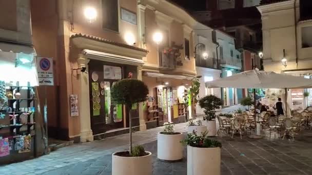 Maratea Basilicata Itálie Září 2023 Noční Pohled Vesnici Mezi Uličkami — Stock video
