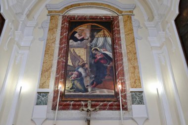 Maratea, Basilicata, İtalya - 22 Eylül 2023: Via dell 'Unit d' Italia 'daki 18. yüzyıl Annunziata Kilisesi