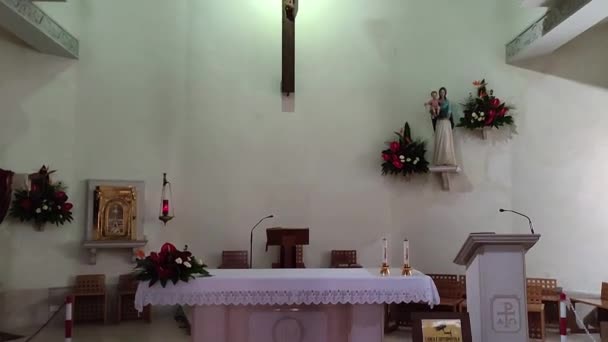 Кампобассо Молизе Италия Ноября 2023 Года Интерьер Церкви Сан Леонардо — стоковое видео
